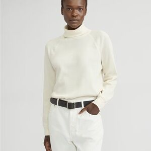 Everlane The Organic Cotton Turtleneck Thermal Waffle Tee Cream Small